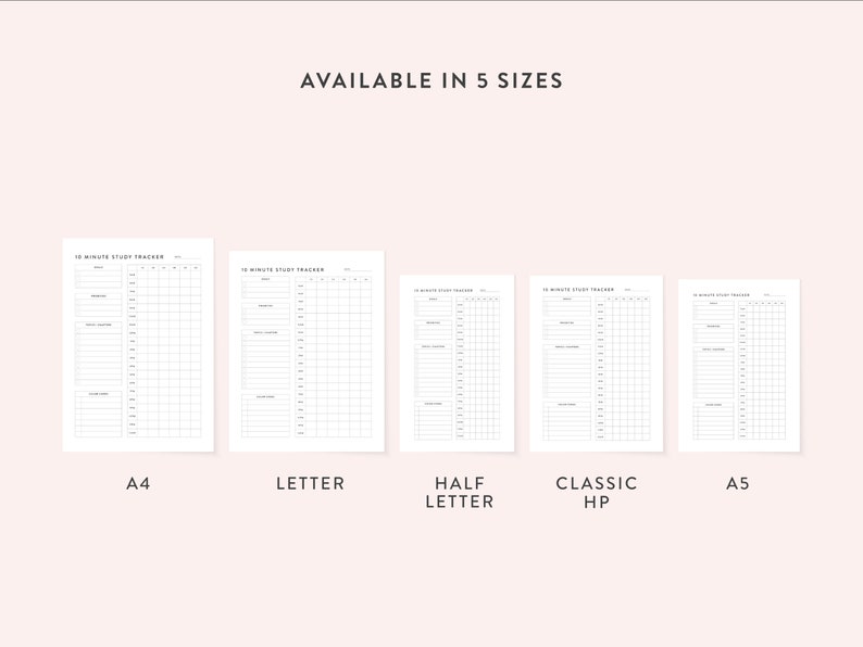 Printable 10 Minute Study Tracker, Study Session Planner, Academic Study Session Tracker and
