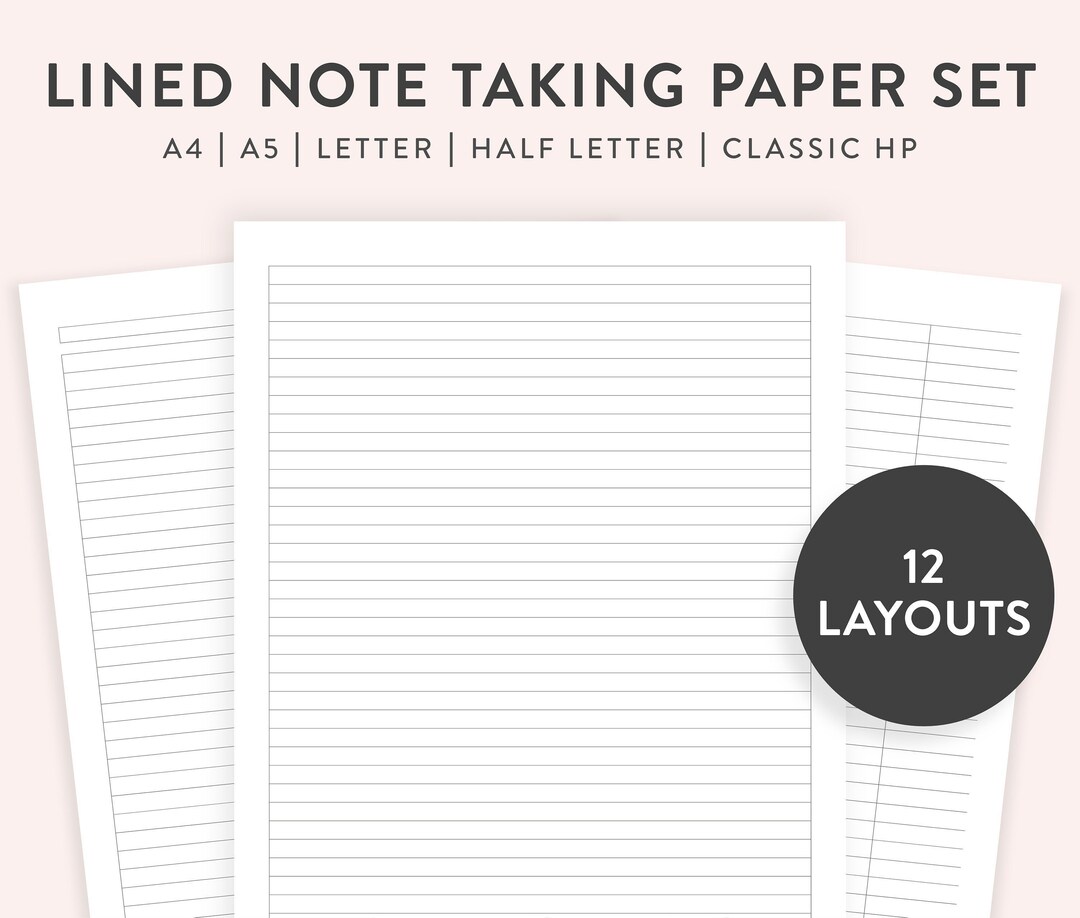 Printable Lined Paper PDF, Ruled Paper, Lined Sheets, College Student