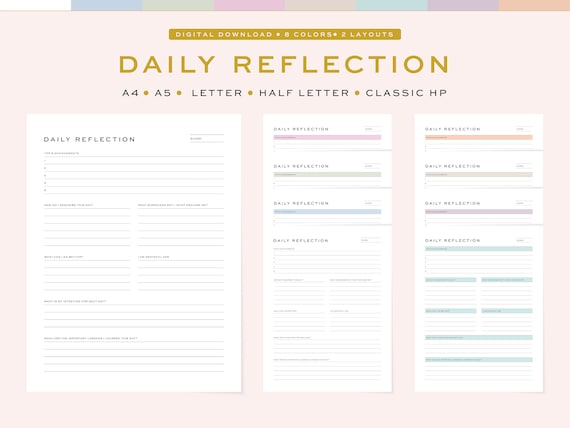 Printable Daily Reflection Fillable Daily Review Template - Etsy UK