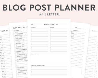 Printable Blog Post Planner, Fillable Template (A4 & US Letter)