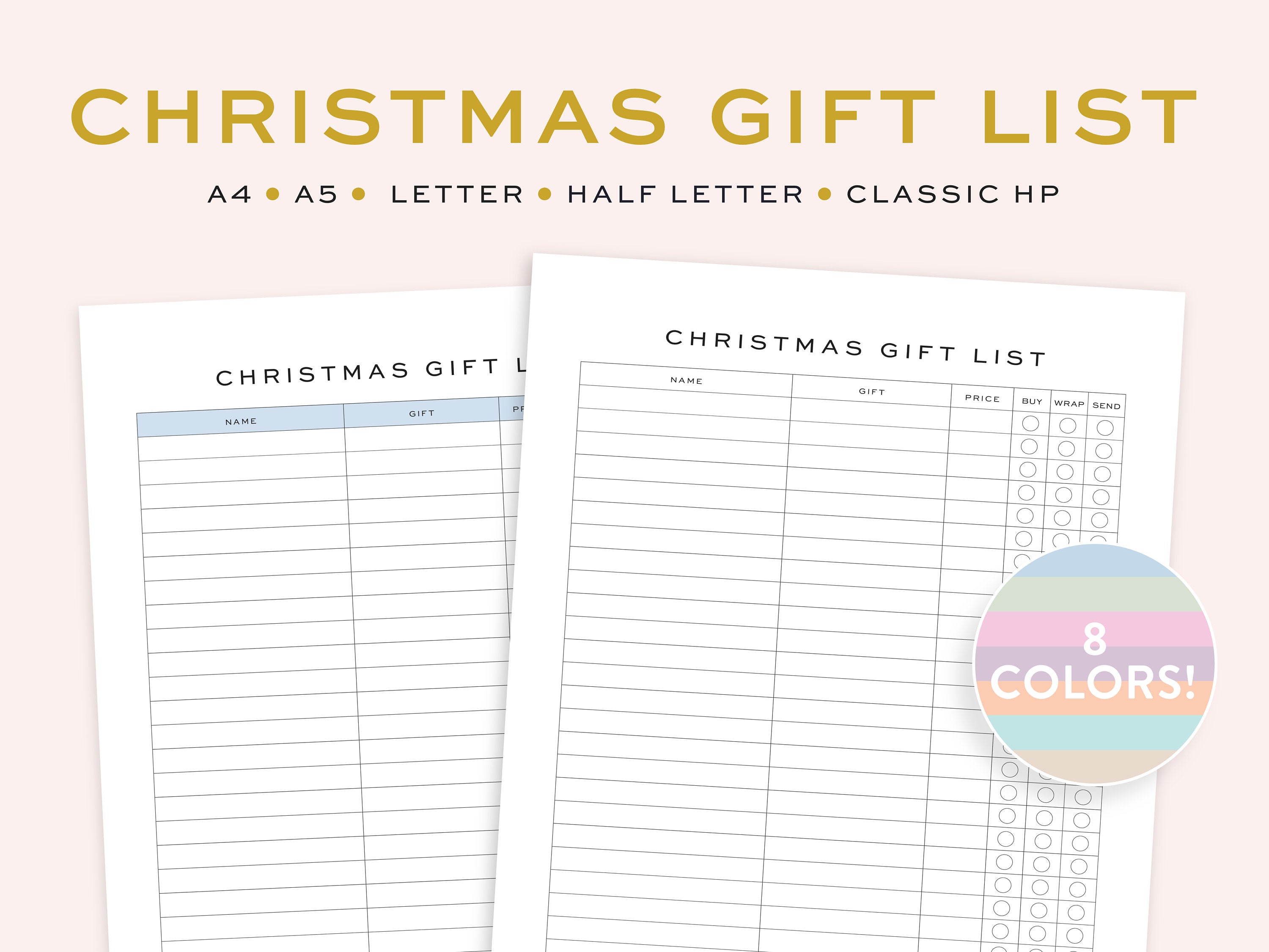 Printable Christmas Gift List Tracker Fillable Christmas - Etsy UK