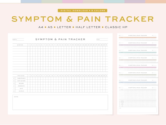 Printable Symptom and Pain Tracker | Monthly Planner (Digital Download)