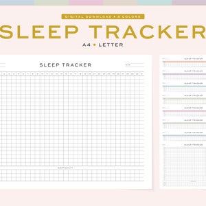 Afdrukbare slaaptracker, invulbaar | Maandelijks ongedateerd slaapschema - Slaapdagboek, werkblad - Invoegen, 24 uur | 2 formaten, A4 en US Letter