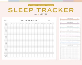 May include: Printable sleep tracker in black and white with a grid for tracking sleep hours and quality. The tracker is labeled "Sleep Tracker" and includes a section for date, time, and sleep quality.