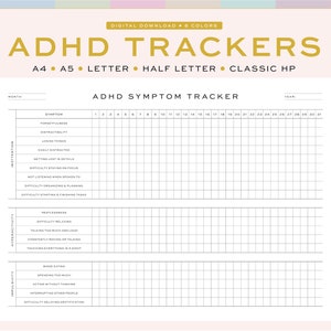 Printable ADHD Trackers for Adults Fillable Daily / Monthly - Etsy
