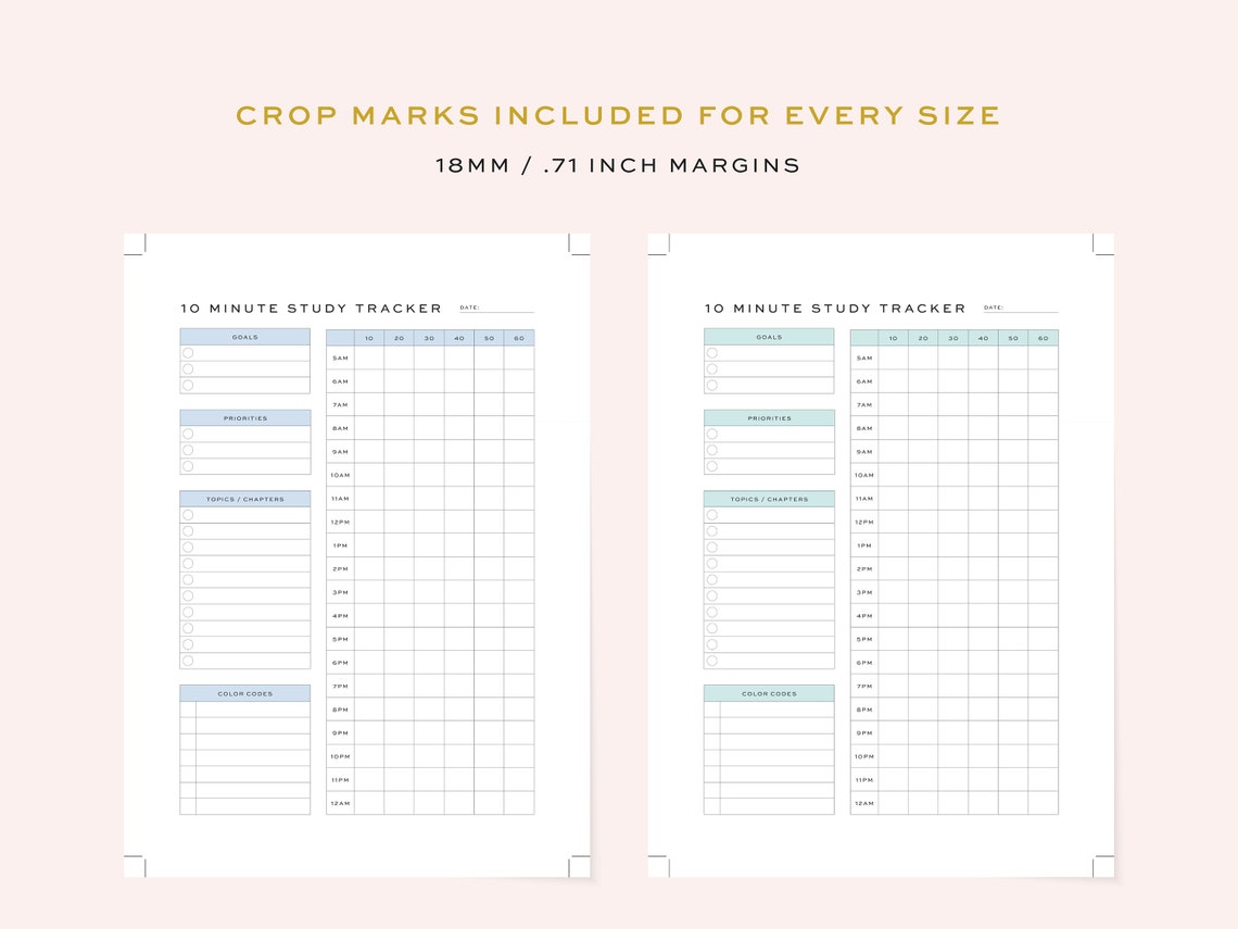 Printable 10 Minute Study Tracker Study Session Planner Etsy
