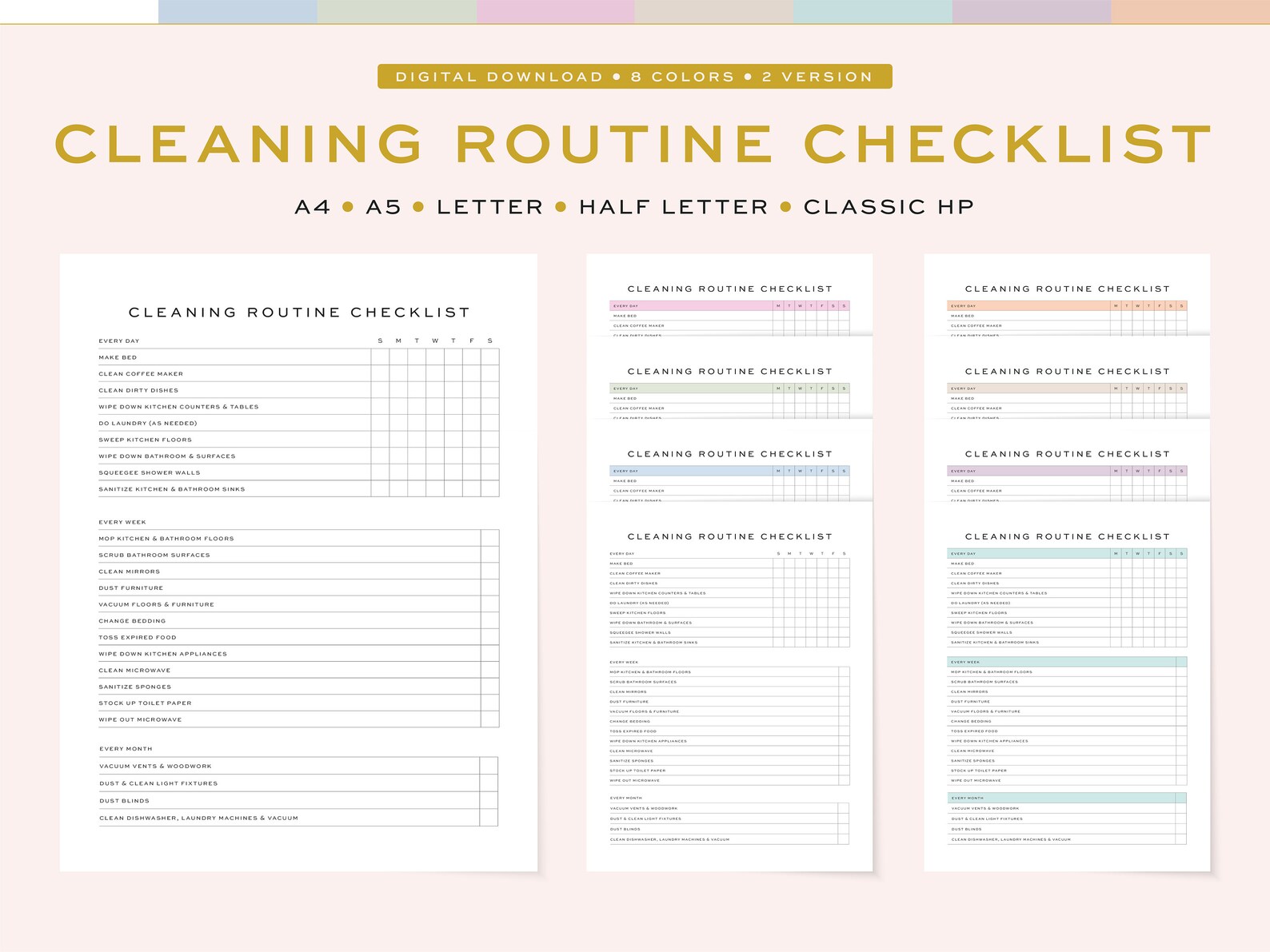 Printable Cleaning Routine Checklist Fillable Cleaning - Etsy UK