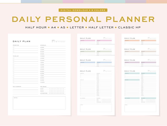 Printable Daily Work Planner, Minimalist Design (Digital Download)