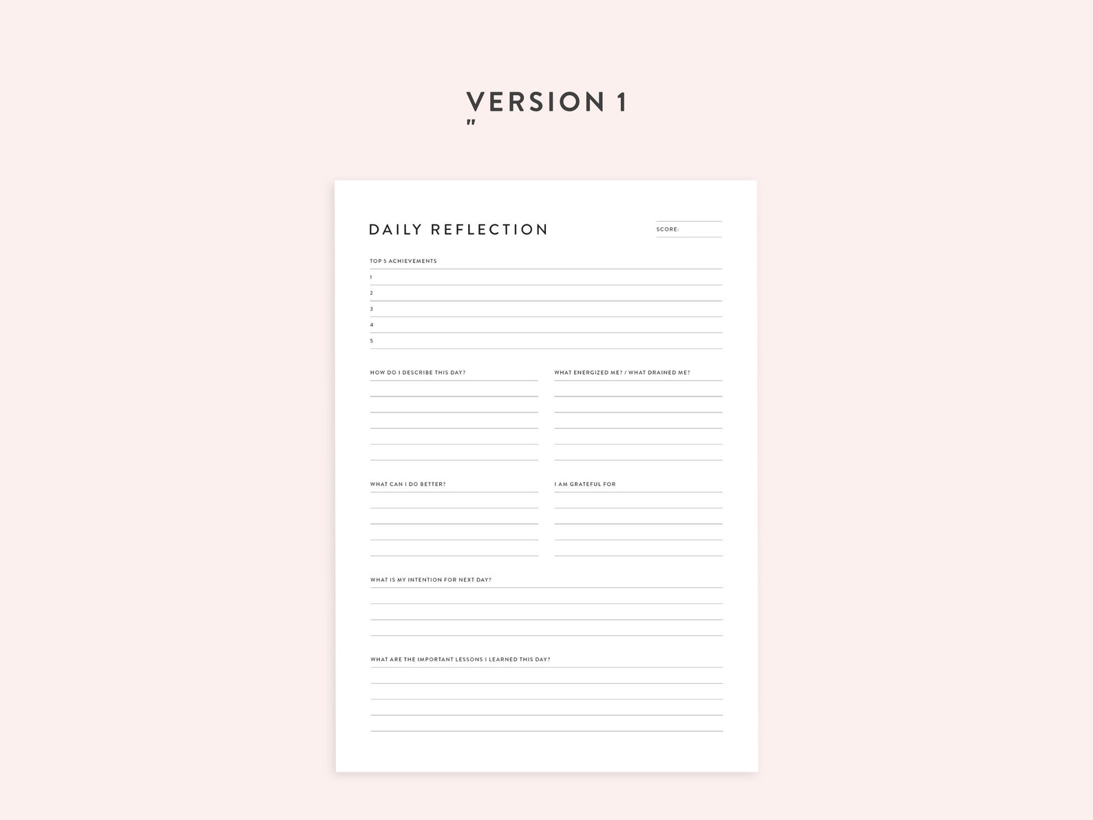 Printable Daily Reflection, Fillable | Daily Review Template - Goal ...