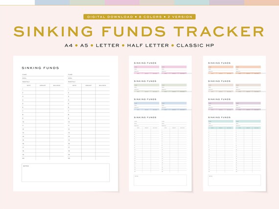 Printable Sinking Funds Tracker, Fillable Planner (Digital Download)
