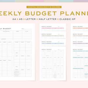 Fillable Weekly Budget Planner, Undated Tracker (Digital Download)