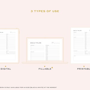 Pode incluir: Um planejador di&aacute;rio digital com tr&ecirc;s maneiras diferentes de us&aacute;-lo: digital, preench&iacute;vel e imprim&iacute;vel. O planejador &eacute; projetado com uma est&eacute;tica simples e minimalista e inclui se&ccedil;&otilde;es para prioridades, cronograma e notas.
