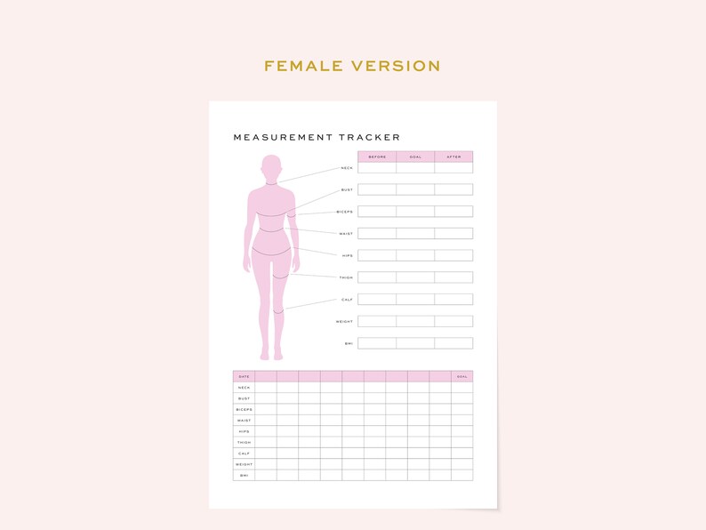 Printable Measurements Tracker | Male and Female Body Measurement ...