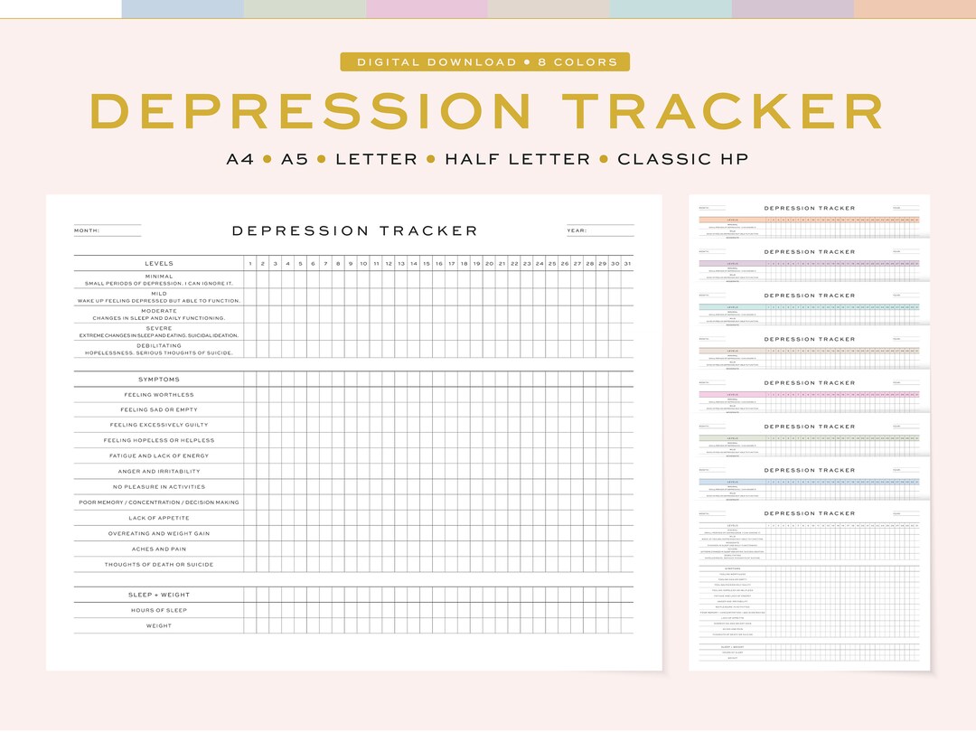 Printable Depression Tracker Monthly Depression Tracker Journal Printable Depression Tracker Monthly Depression Tracker Journal