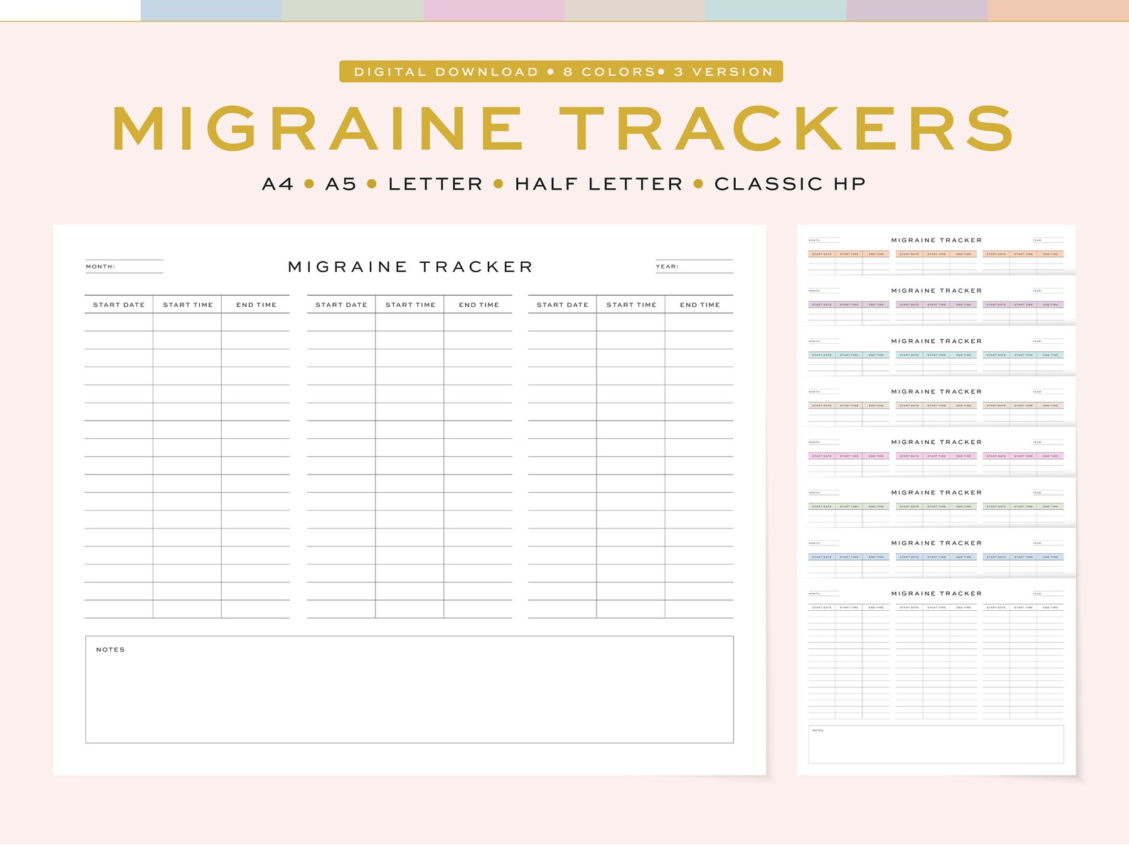 Printable Migraine Tracker Monthly Migraine Trackers: - Etsy