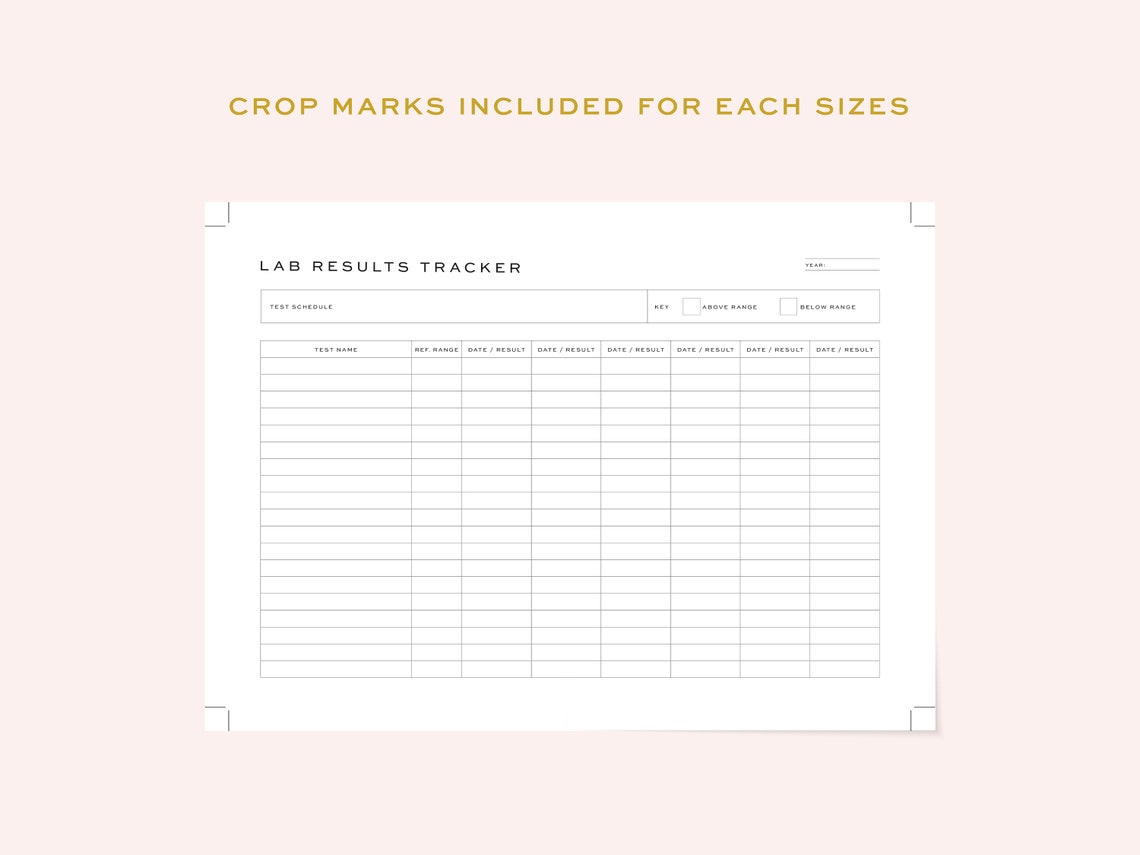 Printable Lab Results Tracker Annual Lab Results Chart Lab - Etsy