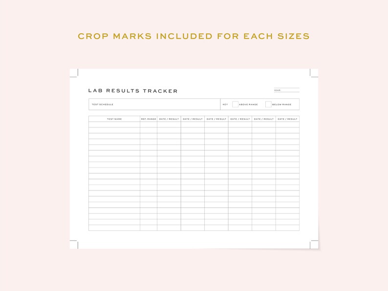 Printable Lab Results Tracker | Annual Lab Results Chart, Lab Records ...