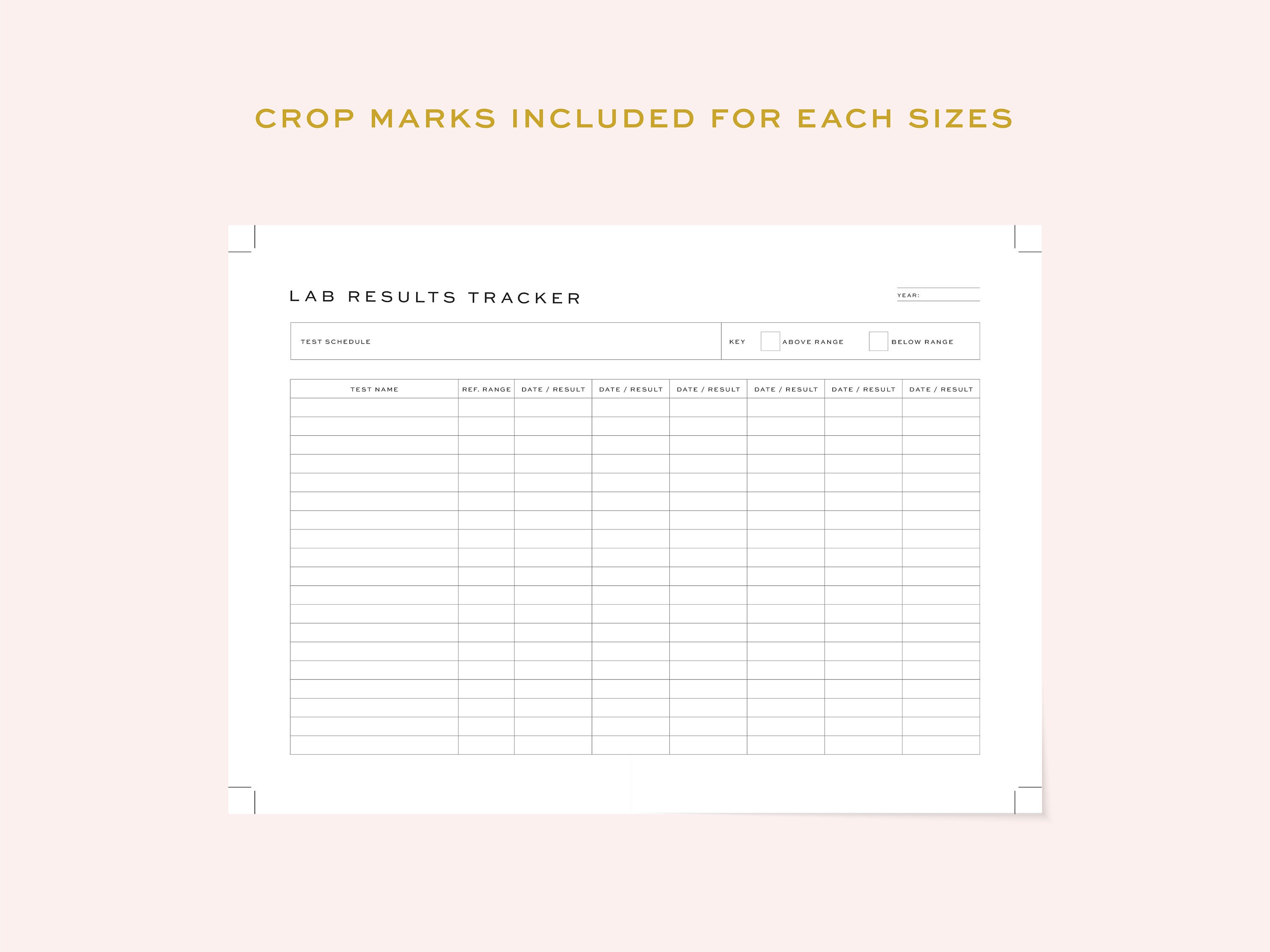 Printable Lab Results Tracker | Annual Lab Results Chart