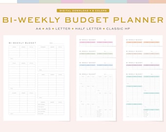 Planner di budget bisettimanale stampabile, tracker compilabile (download digitale)