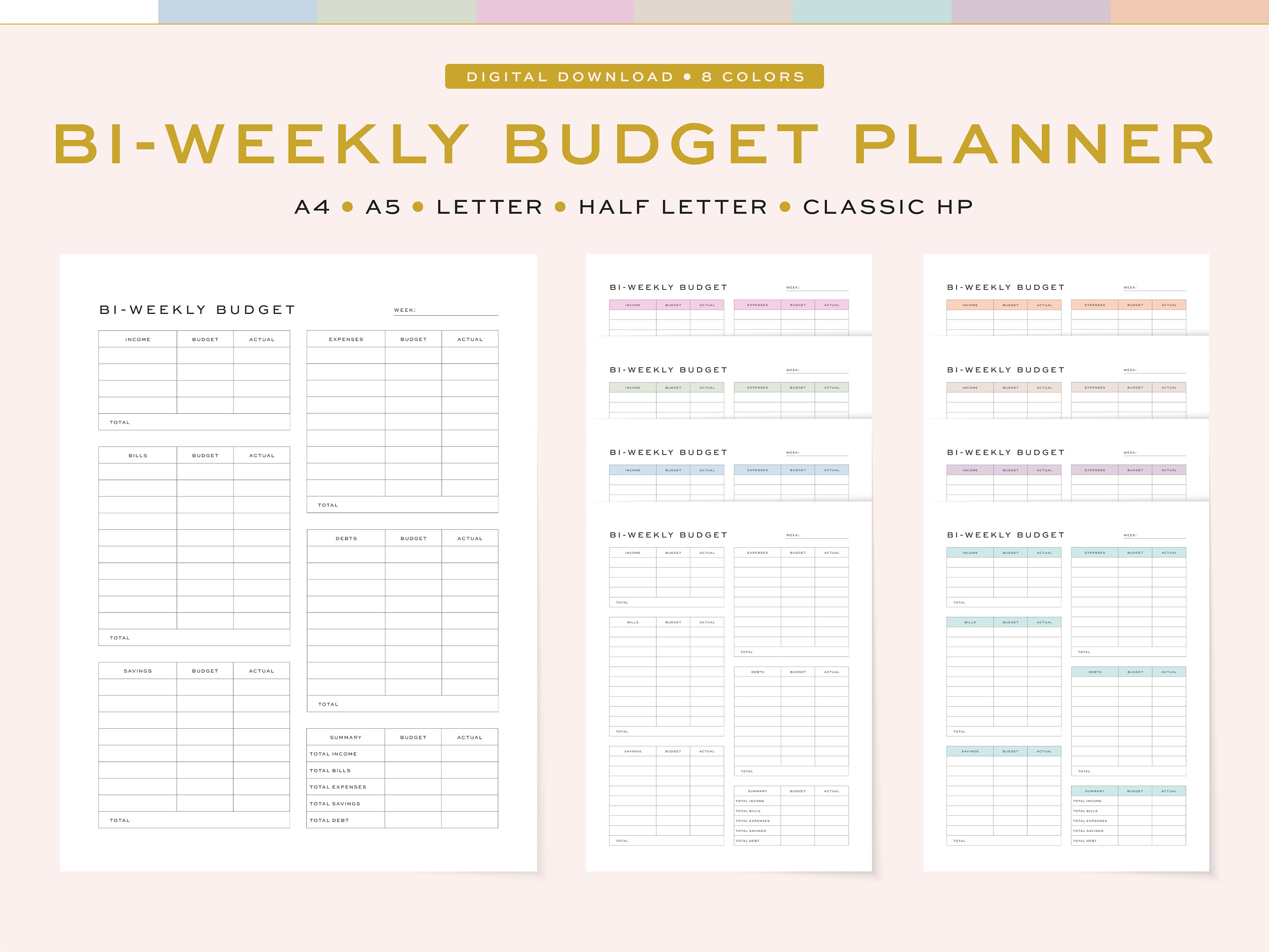 Printable Bi-weekly Budget Planner, Fillable Undated Bi-weekly Budget  Tracker 5 Sizes, A4, A5 & US Letter, Half Letter, Classic HP - Etsy