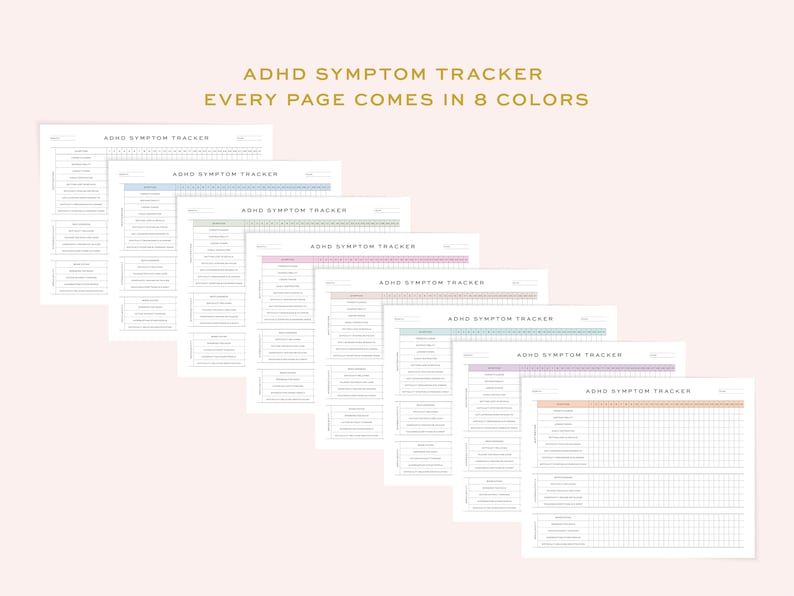 Printable ADHD Symptom Tracker, Fillable Daily Log (digital Download ...