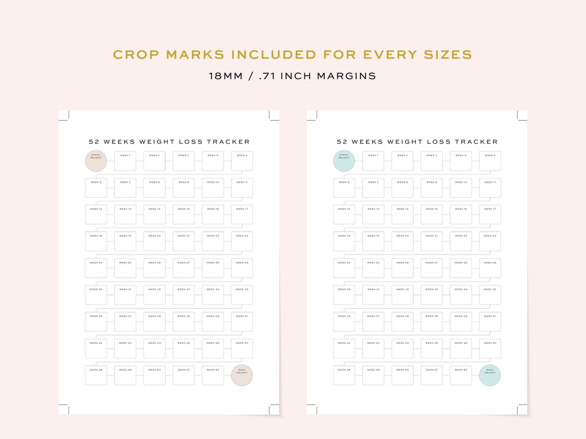 Printable Weight Loss Tracker, Fillable | 52 Weeks Weight Loss Tracker ...