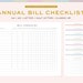 Printable Bill Checklist, Fillable Yearly Bill Checklist 5 Sizes, A4 ...