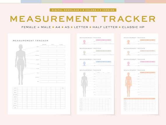 Printable Measurements Tracker Male and Female Body - Etsy