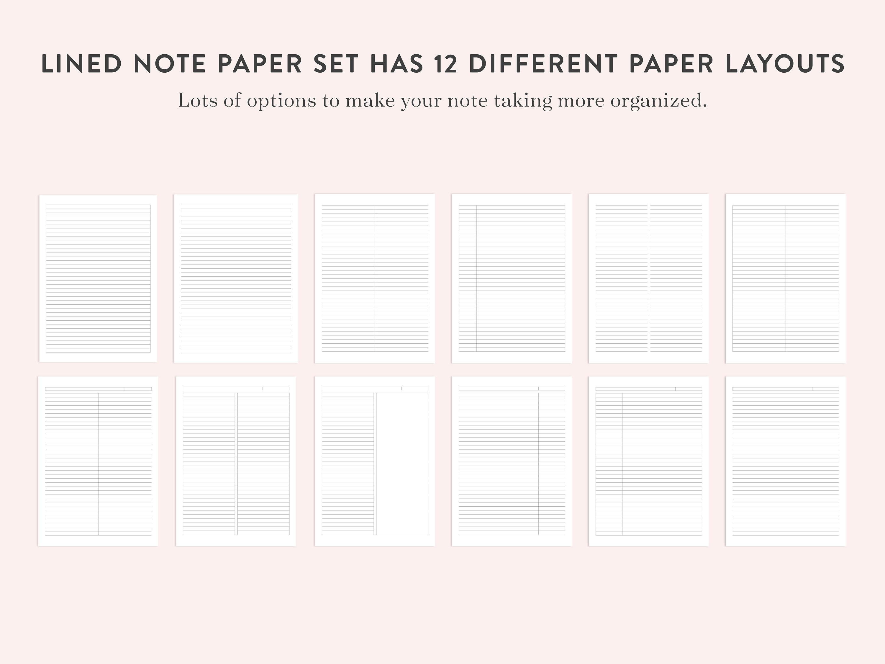 Printable Note Taking Bundle, Ruled / Lined Paper, Cornell Notes ...