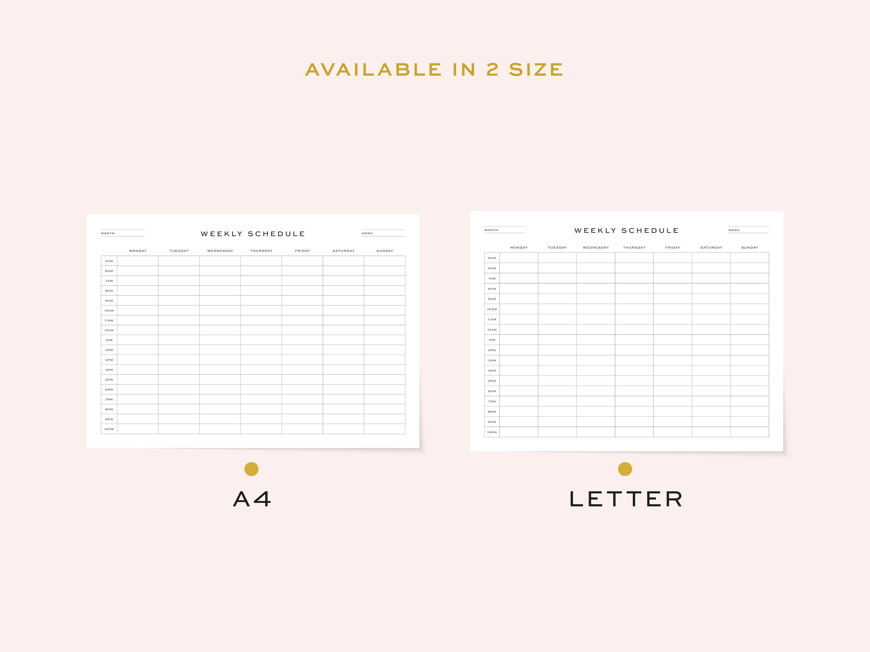 Printable weekly schedule fillable 5 am 10 pm personal etsy uk