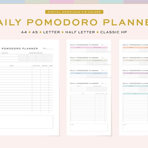 Printable Pomodoro Planner Fillable Daily Pomodoro Work and - Etsy