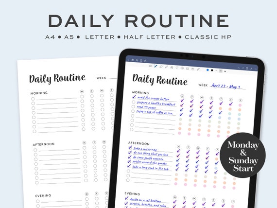 Printable Daily Routine Tracker Fillable Daily Planner - Etsy