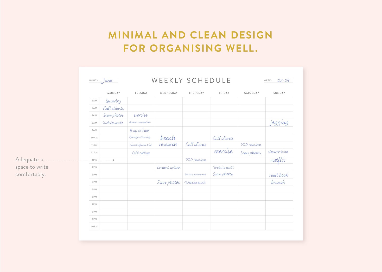 Printable Weekly Schedule Fillable 5 AM 10 PM Personal | Etsy UK