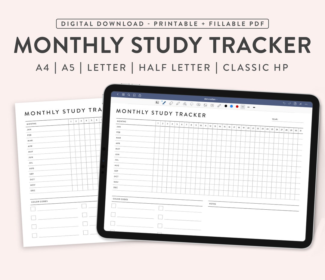 Printable Monthly Study Tracker, Student Planner (digital Download ...