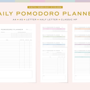 Printable Pomodoro Planner, Fillable | Daily Pomodoro Work and Study ...