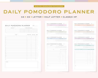 Printable Daily Pomodoro Planner, Fillable Work & Study Session (Digital Download)