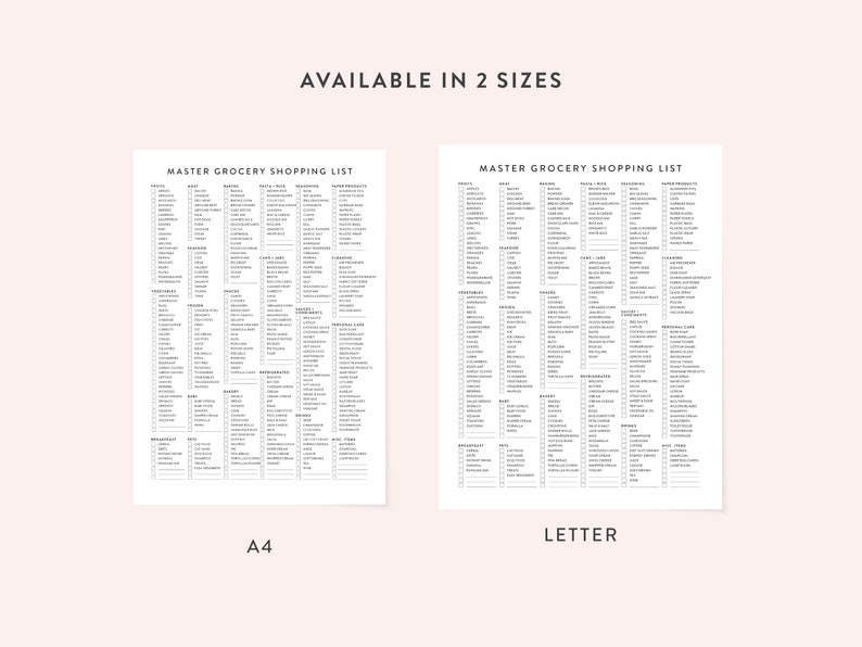 Printable Master Grocery List, Fillable Master Shopping List, Grocery ...
