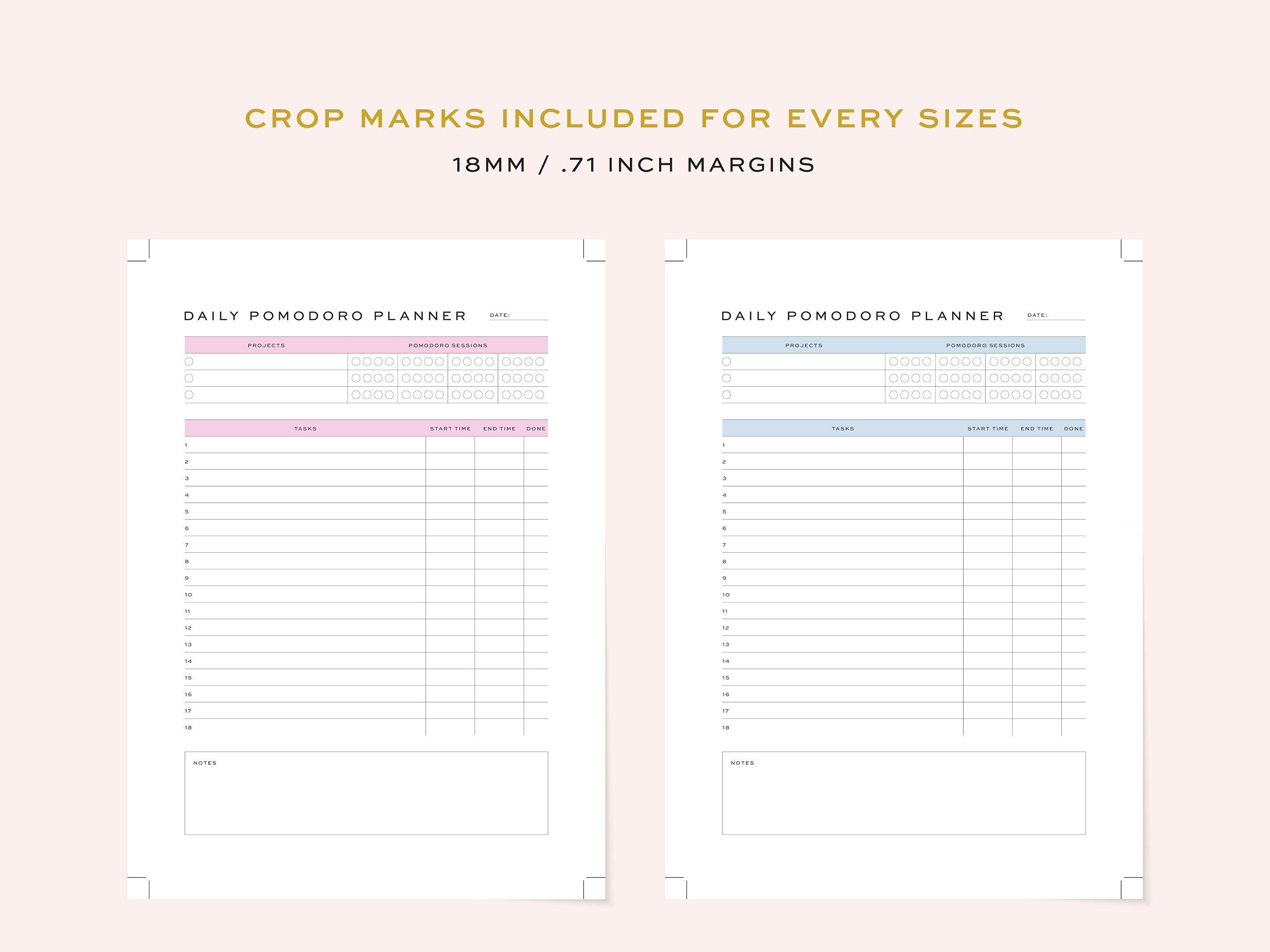 Printable Pomodoro Planner, Fillable | Daily Pomodoro Work and Study ...
