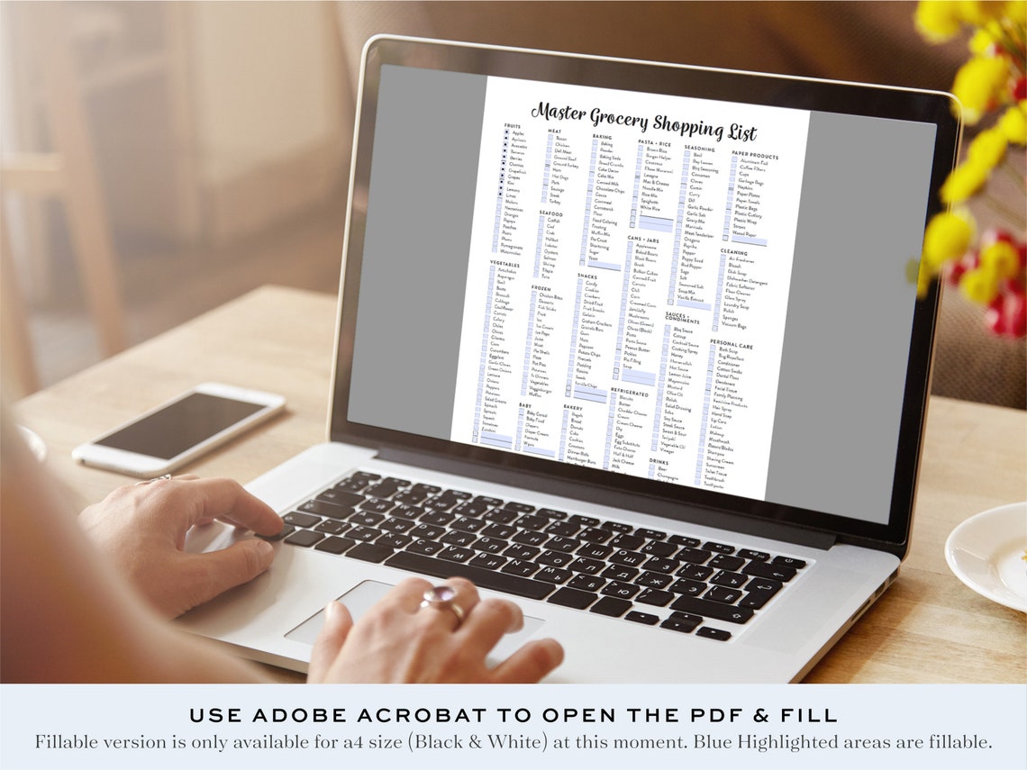Printable Master Grocery List Fillable Master Shopping List - Etsy