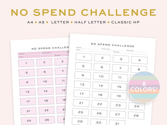 Printable No Spend Tracker Fillable No Spend Challenge No - Etsy