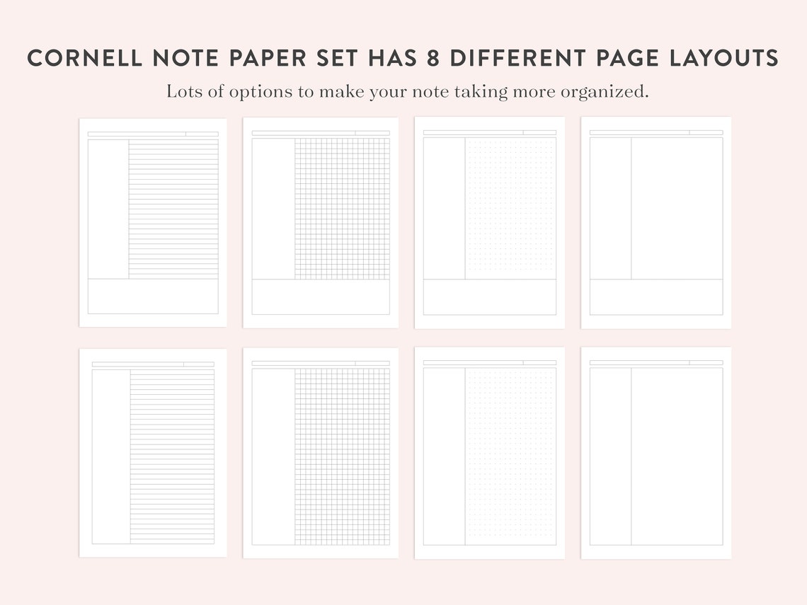 Printable Note Taking Bundle, Ruled / Lined Paper, Cornell Notes ...