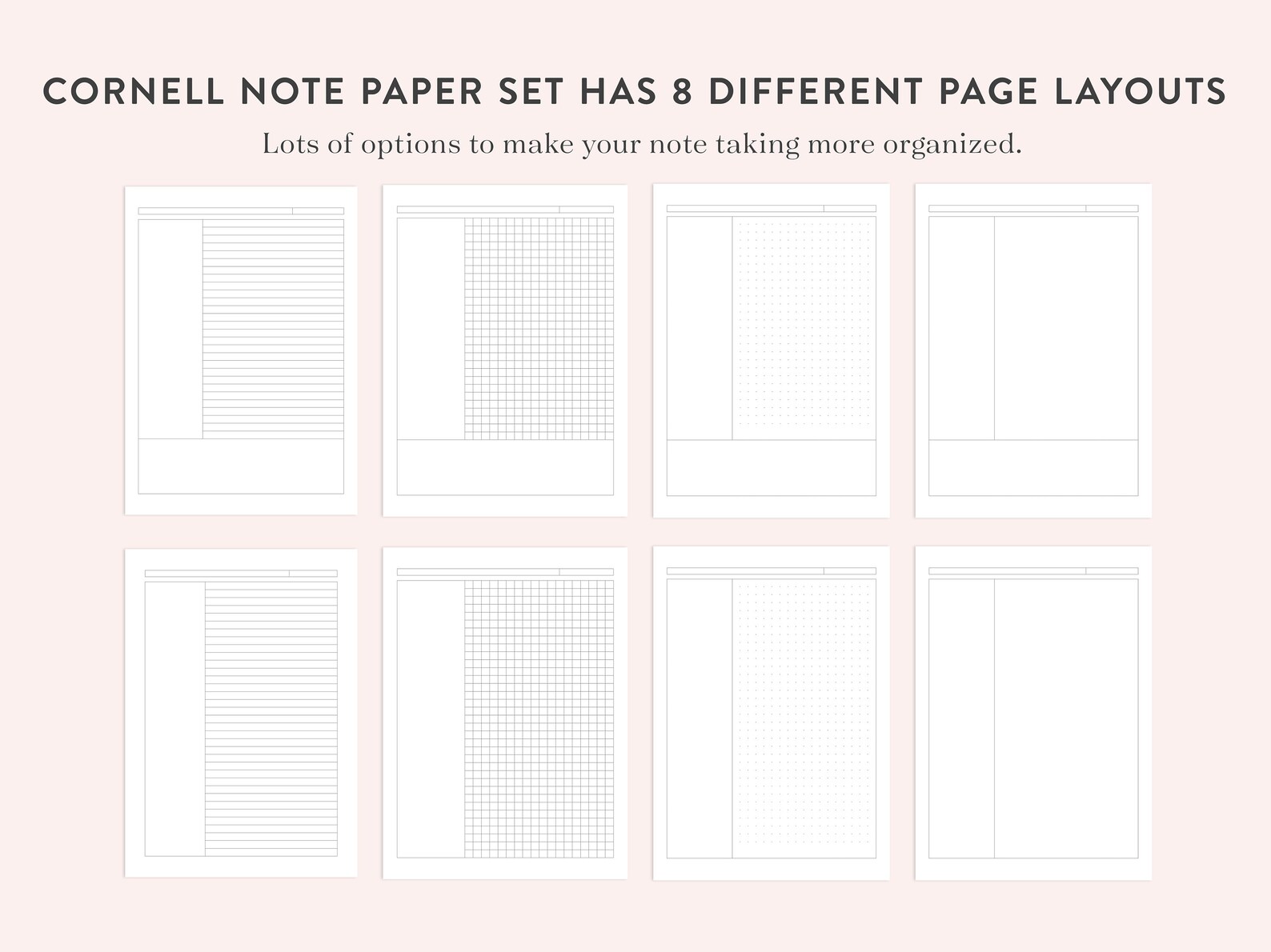 Printable Note Taking Bundle, Ruled / Lined Paper, Cornell Notes ...