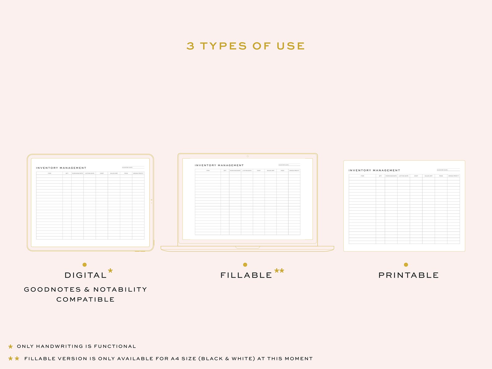 Printable Inventory Management Template Small Business - Etsy