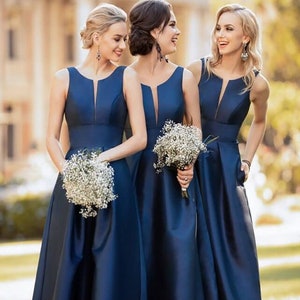 Blue and silver bridesmaid dresses discount
