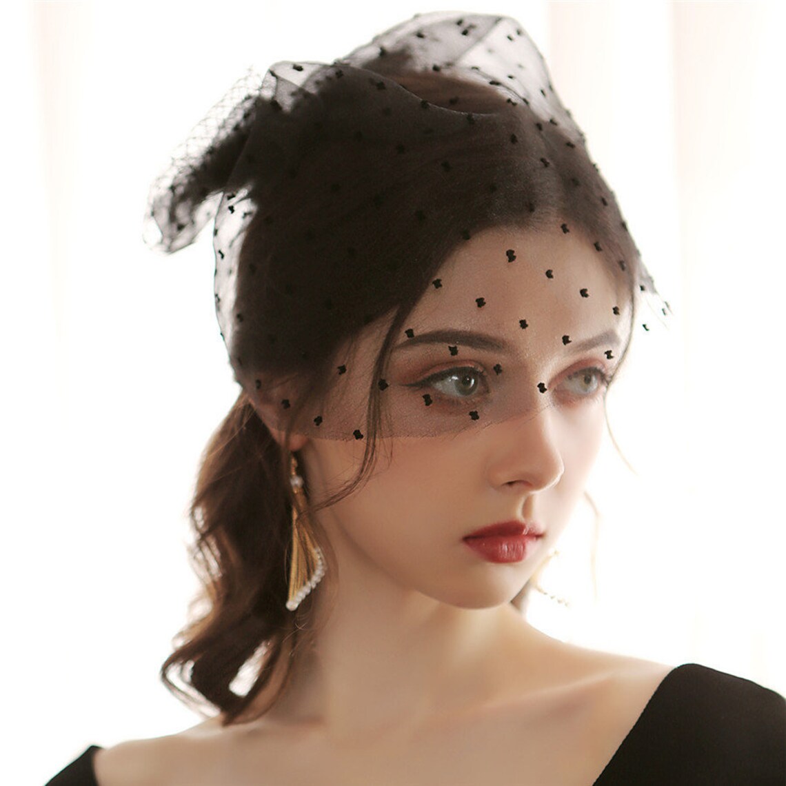 The Fish Net Style Bridal Veil in Black Etsy