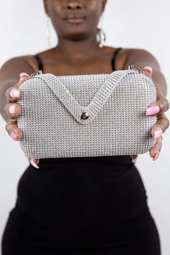 The V-Strap Sequined Clutch