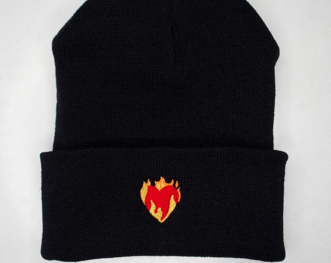 Fire Heart Emoji Beanie