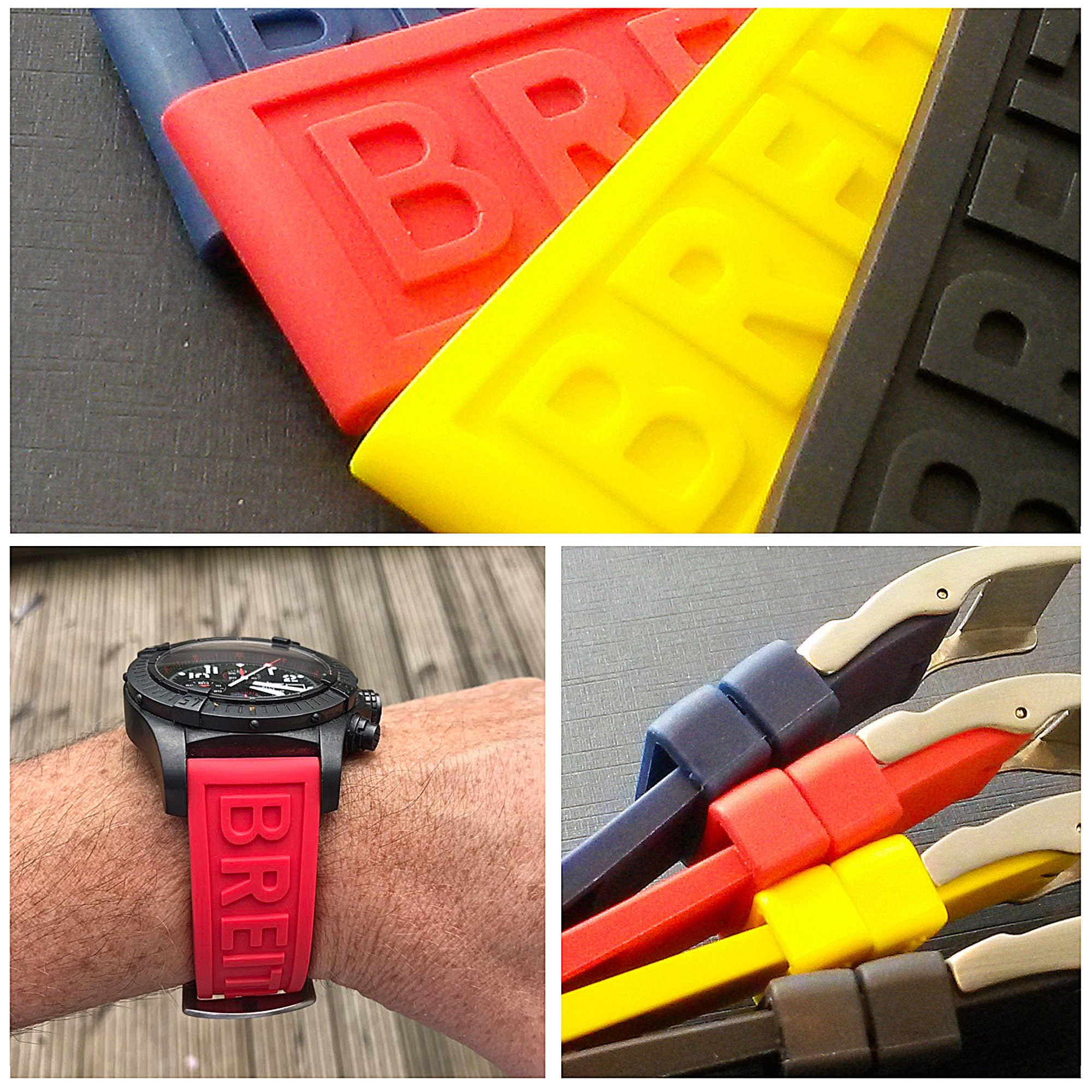 For Breitling Watch 22mm/24mm High Quality Replacement Silicone Rubber Strap With Steel Buckle