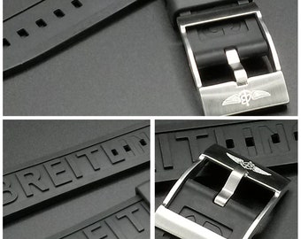 Bracelet Breitling Superocean noir 20 mm/22 mm/24 mm en caoutchouc silicone avec boucle en acier Navitimer Exospace Night Mission