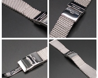 22mm 24mm Breitling HERITAGE SuperOcean Mesh 316L Stainless Steel Watch Band Bracelet For Breitling Navitimer Avenger